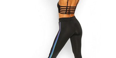 Glossy Iridescent side stripe women sport legging (4)