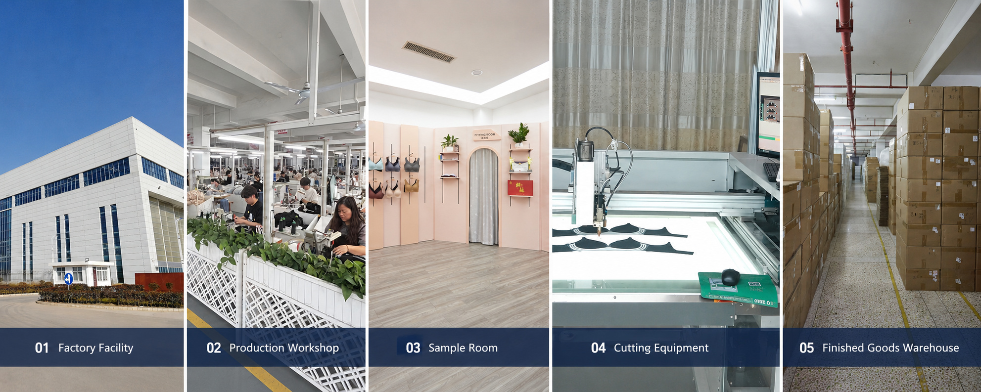 Bra factory, production workshop, sample room, equipment and warehouse