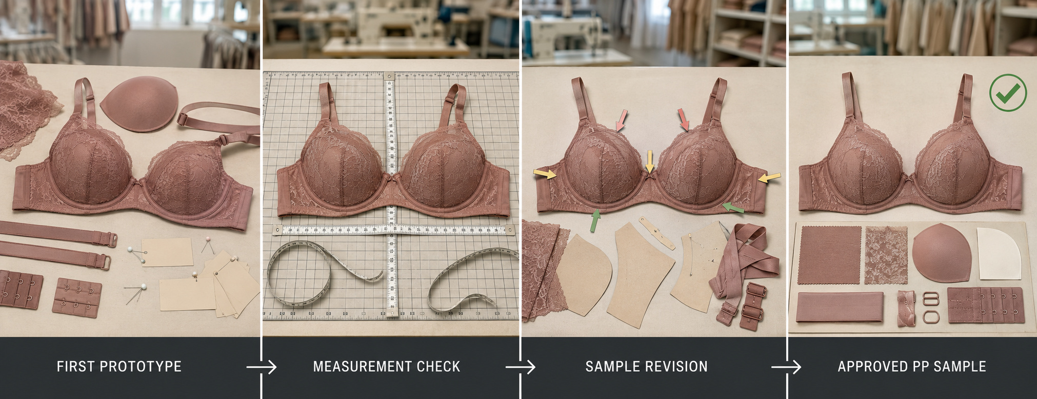 Bra sample revision and pre-production approval process