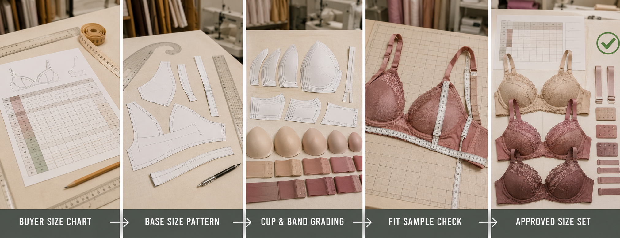 Bra size grading and fit sample development process