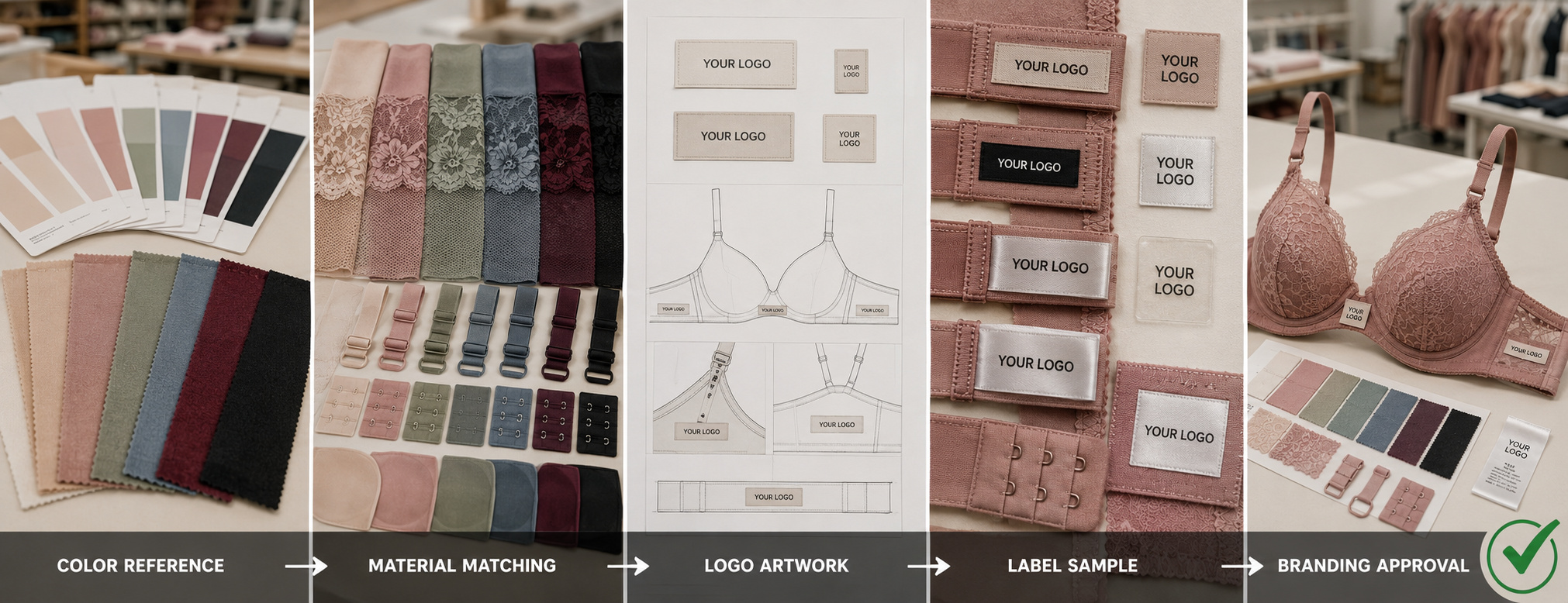 Custom bra colors, labels and logo approval process