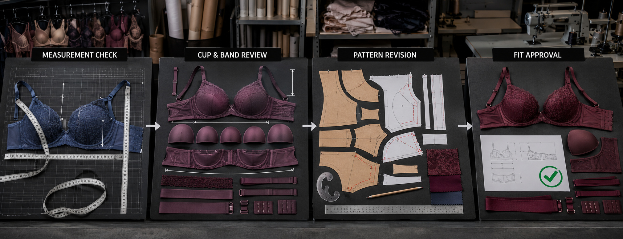 OEM bra cup, band and fit approval workflow