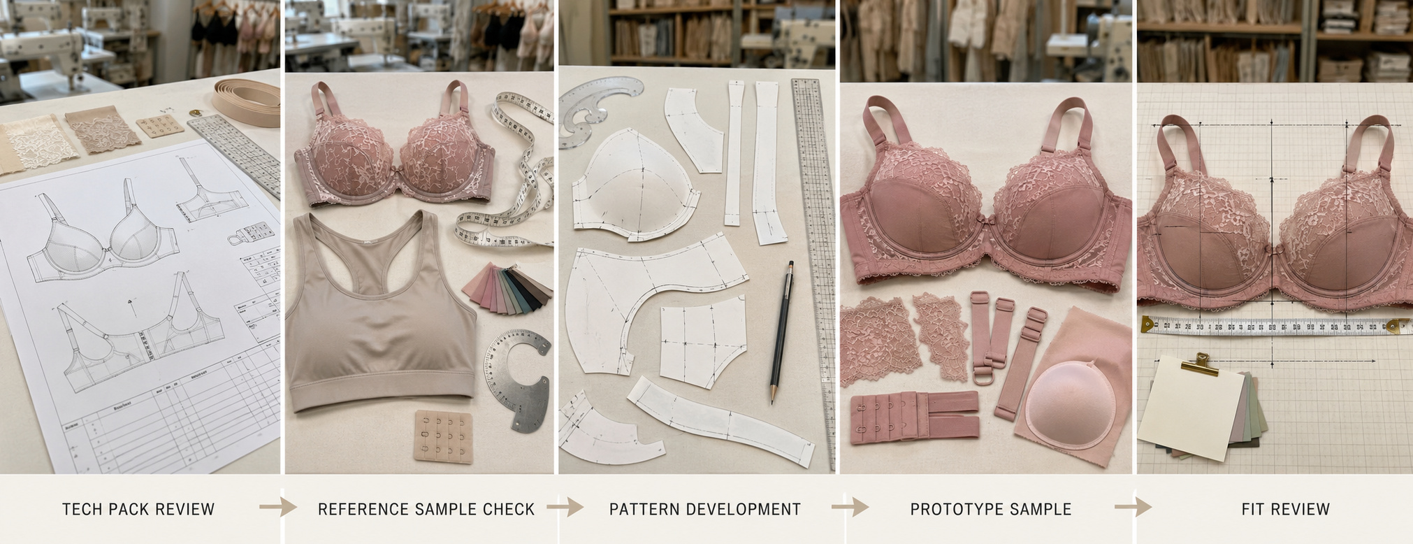 OEM bra product development from tech pack to fit review