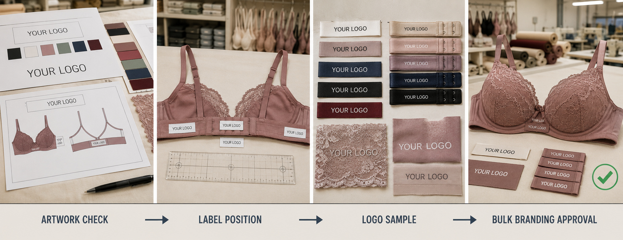 Private label bra artwork and logo sample approval